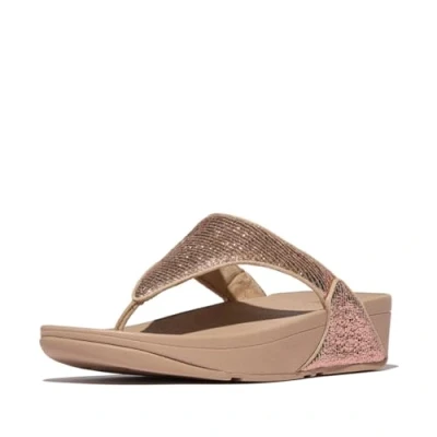 Afbeelding van Fitflop Lulu Crinkled Shimmer Teenslippers voor dames, Metallic Klassiek Beige, 38 EU