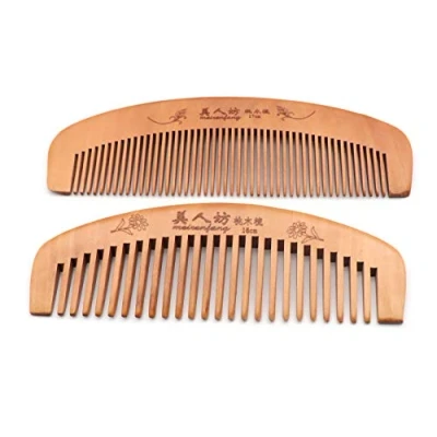 Afbeelding van QiCheng&amp;LYS houten kam, kam met brede tanden voor krullend haar, antistatisch, geschikt dames, heren, van natuurlijk sandelhout (15CM+2 haarlussen)