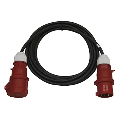 Afbeelding van EMOS IP44 CEE verlengkabel 25m 5 polige stekker waterdicht, temperatuurbestendig 400 V, 32 A, 22000 W rubberen isolatie CGSG 5C x H07RN F 4 mm2 voor buiten &amp; camping zwart