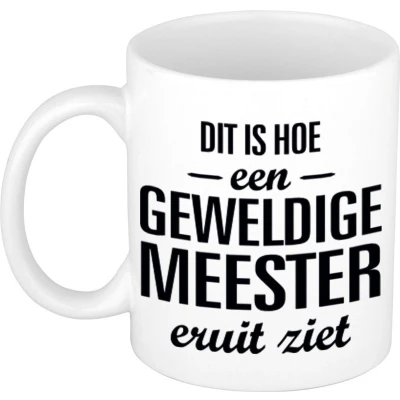 Afbeelding van Geweldige meester cadeau mok / beker wit 300 ml feest mokken