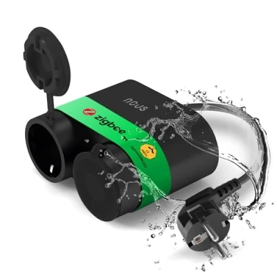 Afbeelding van Nous A4Z Zigbee Stopcontact Buiten, Waterdicht Buitenstopcontact met Elektriciteitsmeter. Alexa Accessoires Stekker 230V Tuya Smart Life Google Home Assistant 16A IP44 Dubbele
