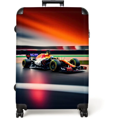 Afbeelding van NoBoringSuitcases.com® Koffer groot Reiskoffer lichtgewicht Auto Formule 1 Circuit Raceauto Rolkoffer met 4 wielen Grote trolley XL 98 liter bagage