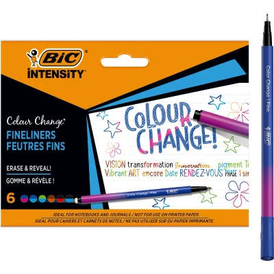 Afbeelding van BIC Intensity Color Change Verander van kleur met Fineliners Gum (punt 0.4 mm) 6 stuks