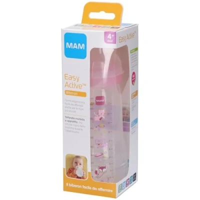 Afbeelding van MAM Easy Active Babyfles met Speen Maat 3, Ergonomisch, 4+ Maanden, 330 ml, Roze