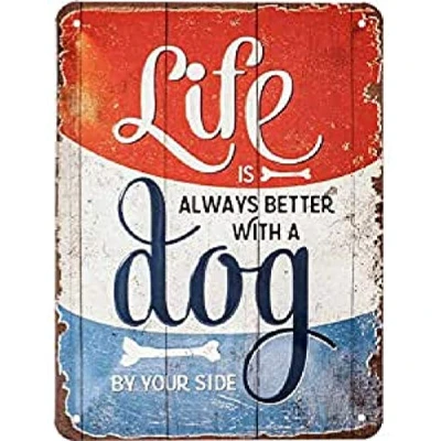 Afbeelding van Nostalgic Art, Metalen Retro Bord, Life is better with a dog Geschenkidee voor hondenbezitters, van metaal, Vintage ontwerp, 15 x 20 cm