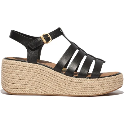 Afbeelding van FitFlop Platfforms Espadr. Leather Fisherman Wedge Sandals ZWART Maat 42