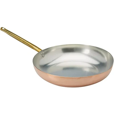 Afbeelding van Pentole Agnelli ALCU111B36 Gladde koperen vertind handpan met buisvormige handgreep, 36 cm