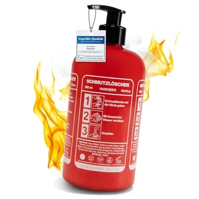 Afbeelding van Accentra handzeep DISHWASHER in fles brandblusser look, 500ml pompdispenser, vloeibare zeep, Musk geur navulbaar, 8155477, Rood