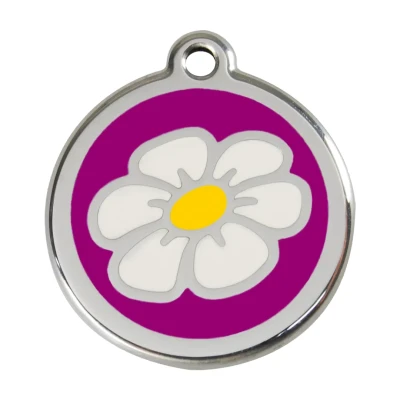 Afbeelding van Daisy Flower Purple roestvrijstalen hondenpenning large/groot dia. 3,8 cm RedDingo