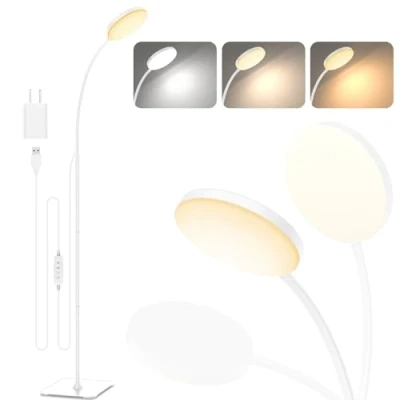Afbeelding van Mojimdo Vloerlamp, [3 Kleuren &amp; 10 Helderheden] Slanke LED Leeslamp Staand, Dimbare Verstelbare Flexibele Vloerlamp voor Kinderkamer, Kantoor, Woonkamer