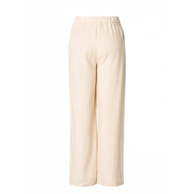 Afbeelding van Base Level Curvy high waist wide leg broek met linnen ecru