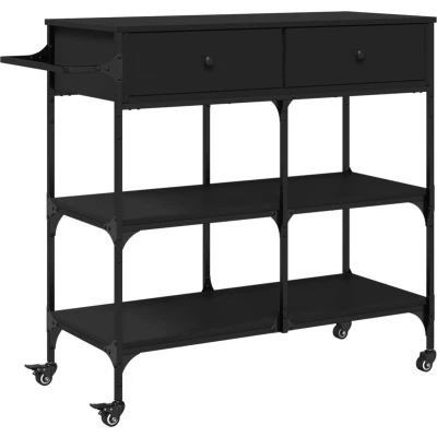 Afbeelding van vidaXL Keukentrolley 105x42x95 cm bewerkt hout zwart